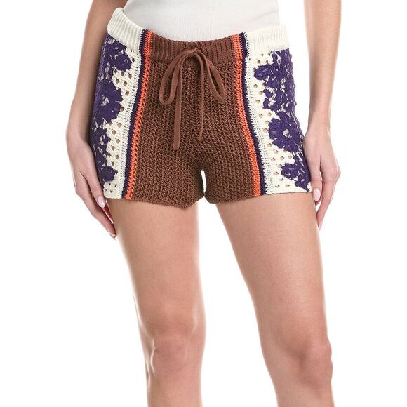 Valentino WomensLace Trim Crochet Short Red